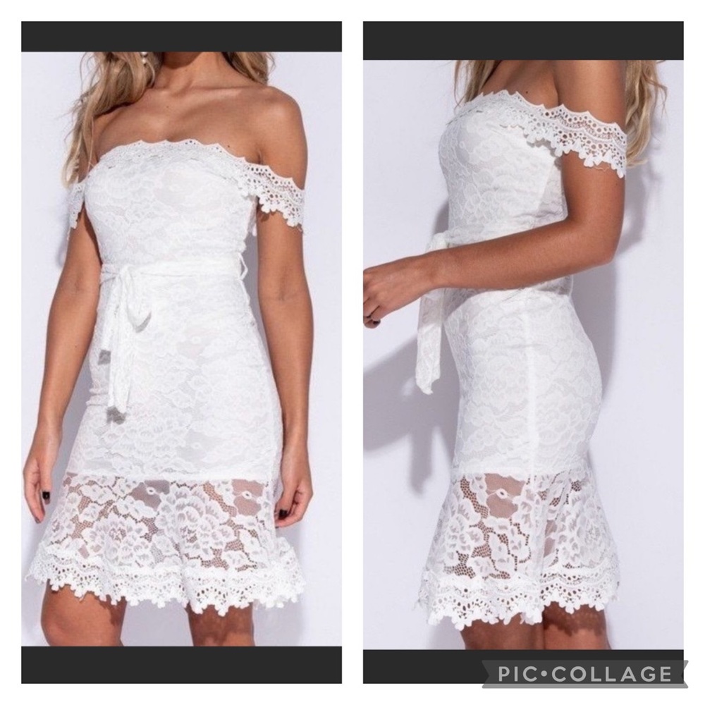 White Lace Off the Shoulder Dress